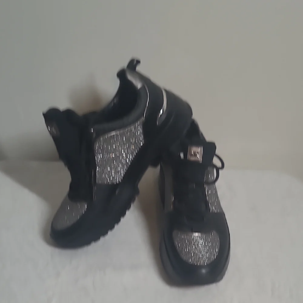 Michael Kors Black and Silver Sneakers with Metallic Accents - Picture 11 of 11
